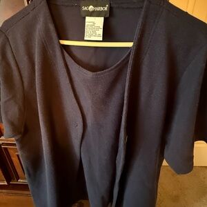 Sag Harbor Dark Blue Knit Top with 2in1 Shell Size L